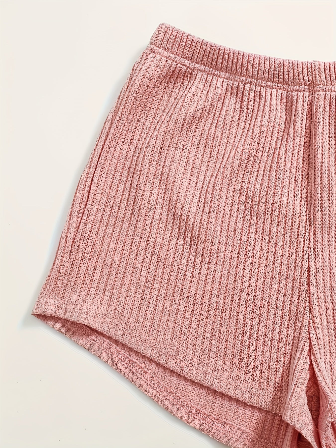  Ribbed Knit Lounge Set: Cami Top, Shorts & Bathrobe Pajama