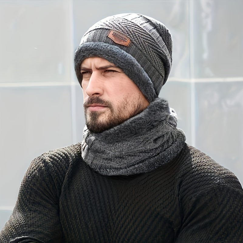 Winter Beanie Hat & Scarf Set Velvet Beanie Cap Warm Thickened Knitted Hat