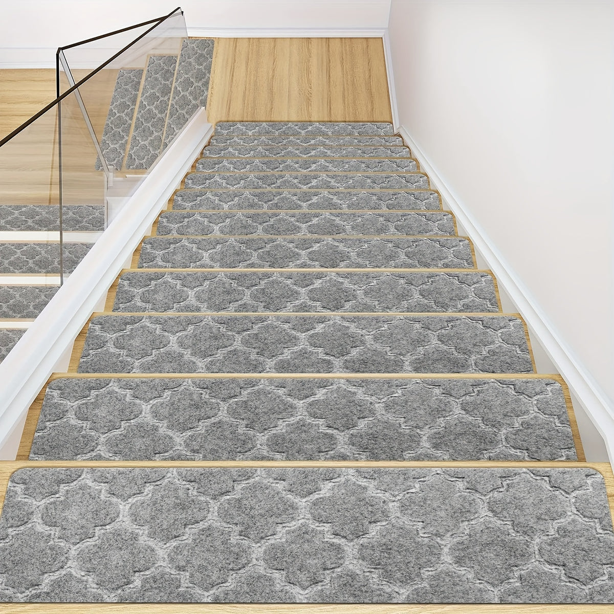 Non Slip Stair Treads Indoor Adhesive Backing Step Covers for Wood Stairs