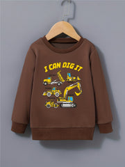 Cartoon Construction Car Boys Sweatshirt