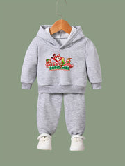 Girls Merry Christmas Hooded Sweatshirt Top Set