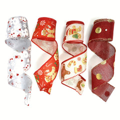 Gingerbread & Candy Cane Snowman Christmas Ribbon