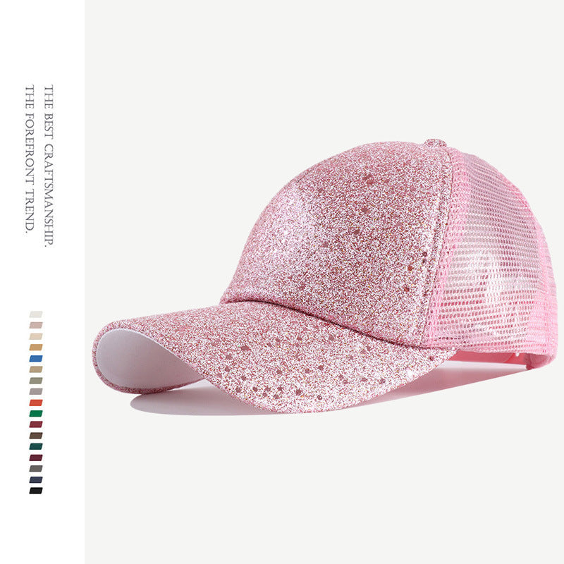 Sequin Fluorescent Baseball Cap Candy Casual Sports Hat Mesh Breathable Trucker