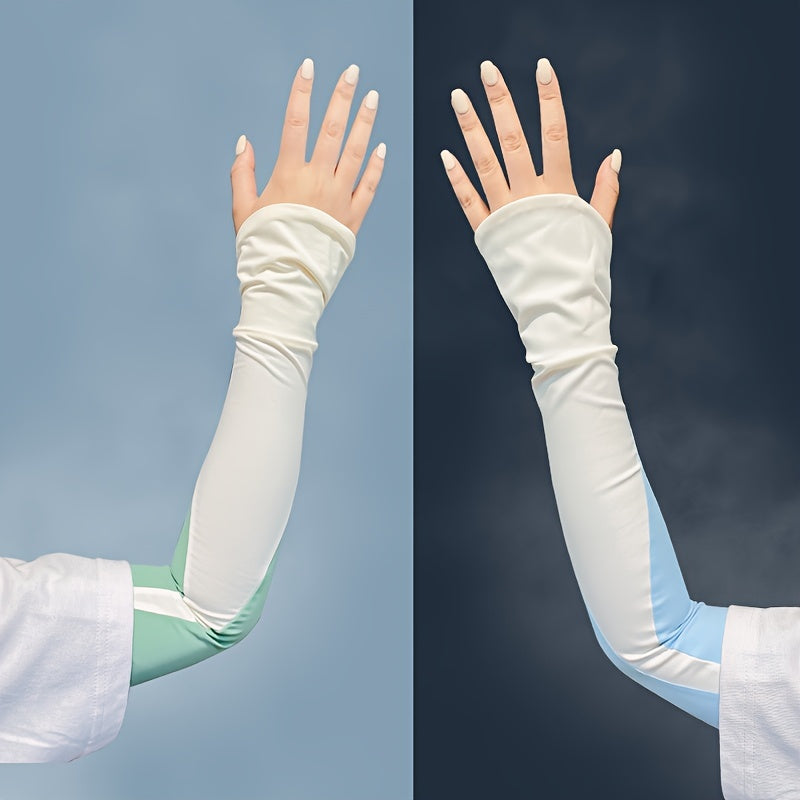 1 Pair Block Extended Gloves Cycling Arm Guard Half Finger Long Sleeves