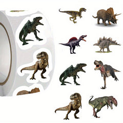 500pcs Dinosaur Sticker Roll Self Adhesive 1 Inch Labels Fun Patterns Scrapbooki