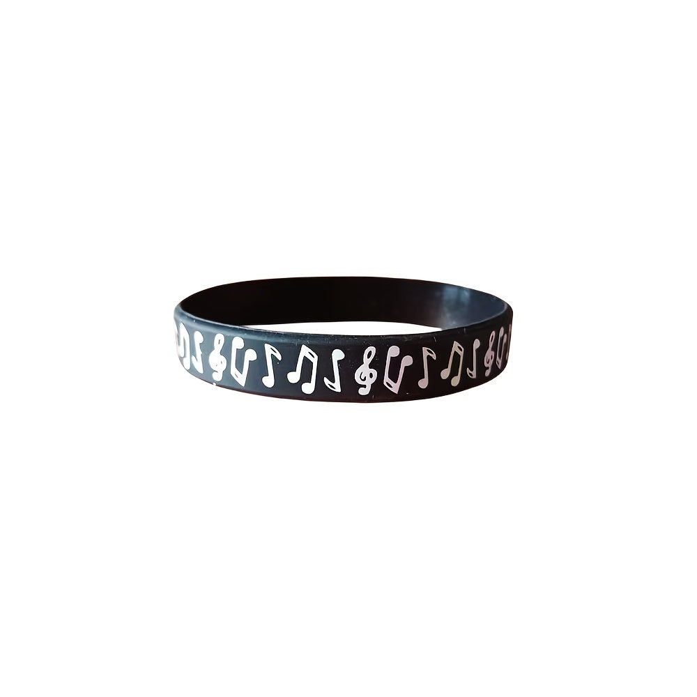 4pcs Music Note Silicone Bracelet Stylish Rubber Wristband