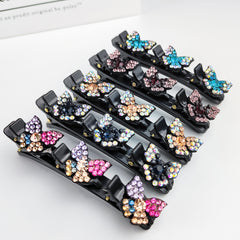 5pcs Butterfly Braided Hair Clips Crystal Side Clip Set
