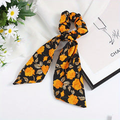 Vintage Floral Print Scarf Scrunchies Hair Tie Large Hair Rope Hair Ring