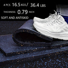 4pcs Upgraded High Rubber Fitness Mats - 20mm Thickness Shock Absorption Mats