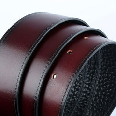 Men's Raw Cut Out Letter Buckle Belt Smooth Top Coat 304 Stainless Steel