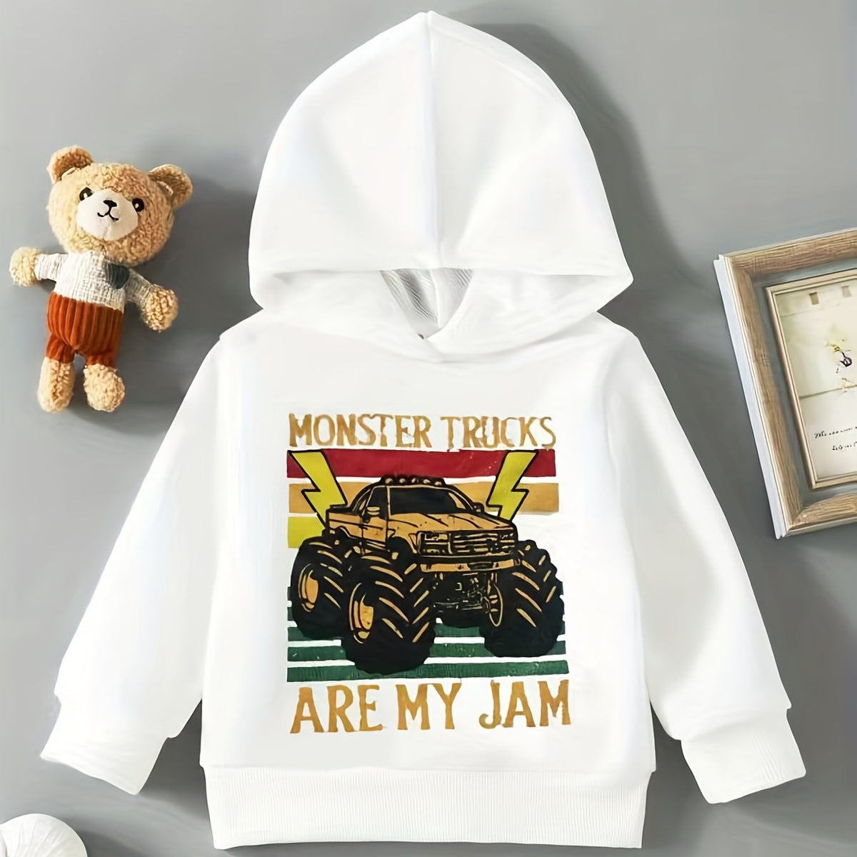 Boys' Hooded Car Print Sweater Top
