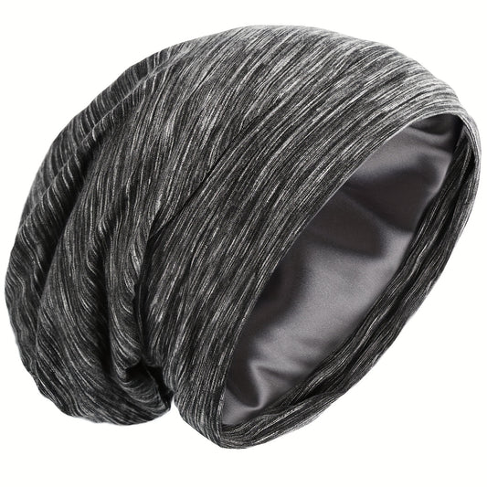 Men's Single Layer Satin Nightcap with Cotton Outer and Silk Satin Inner