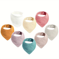 Soft Muslin Baby Bandana Bibs Set for Girls, Absorbent Plain Colors 8 Packs
