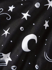  Moon & Star Print Racer Back Crop Top & Shorts Underwear Set