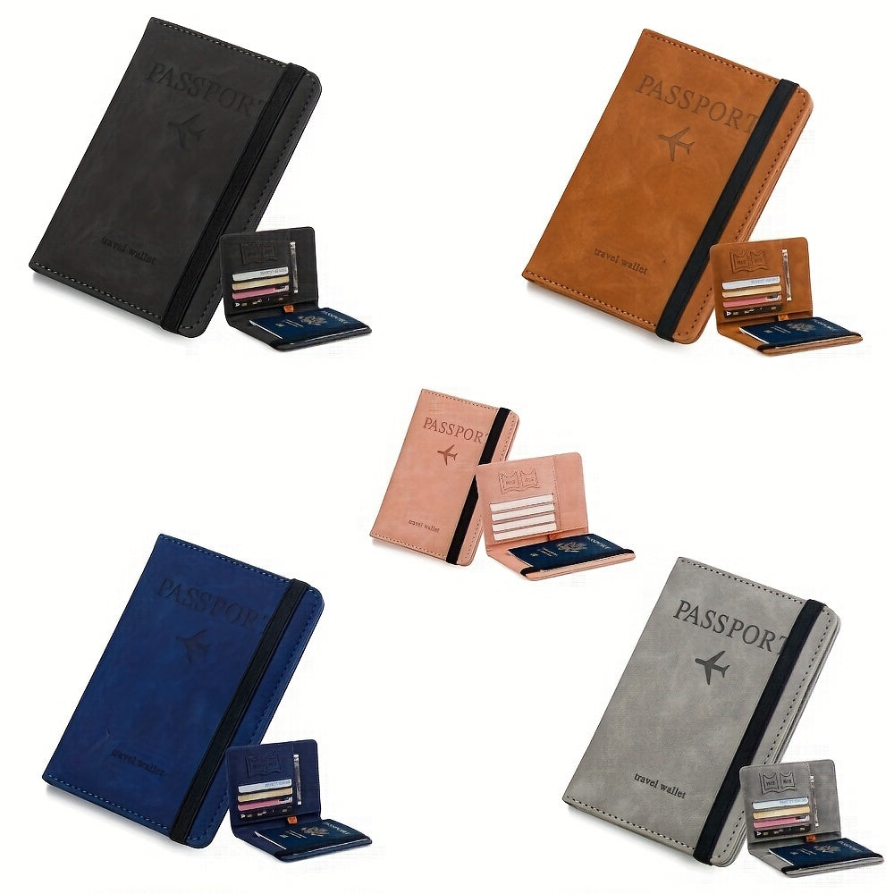2 Pack RFID Blocking Passport Holder Travel Wallet PU Leather