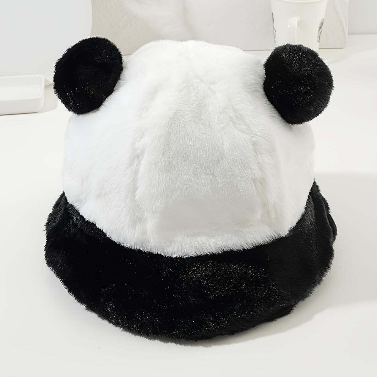 Panda Fisherman Hat Winter Plush Ear Protection Bucket Hat Warm Hat
