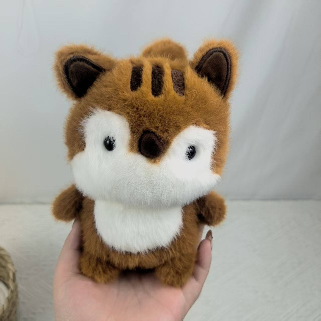 Squirrel Plush Toy Soft Stuffed Animal Brown Fluffy Fur Adorable Chubby Body