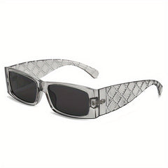 Square Frame Futuristic Sunglasses Wide Temple Cyber Punk Style