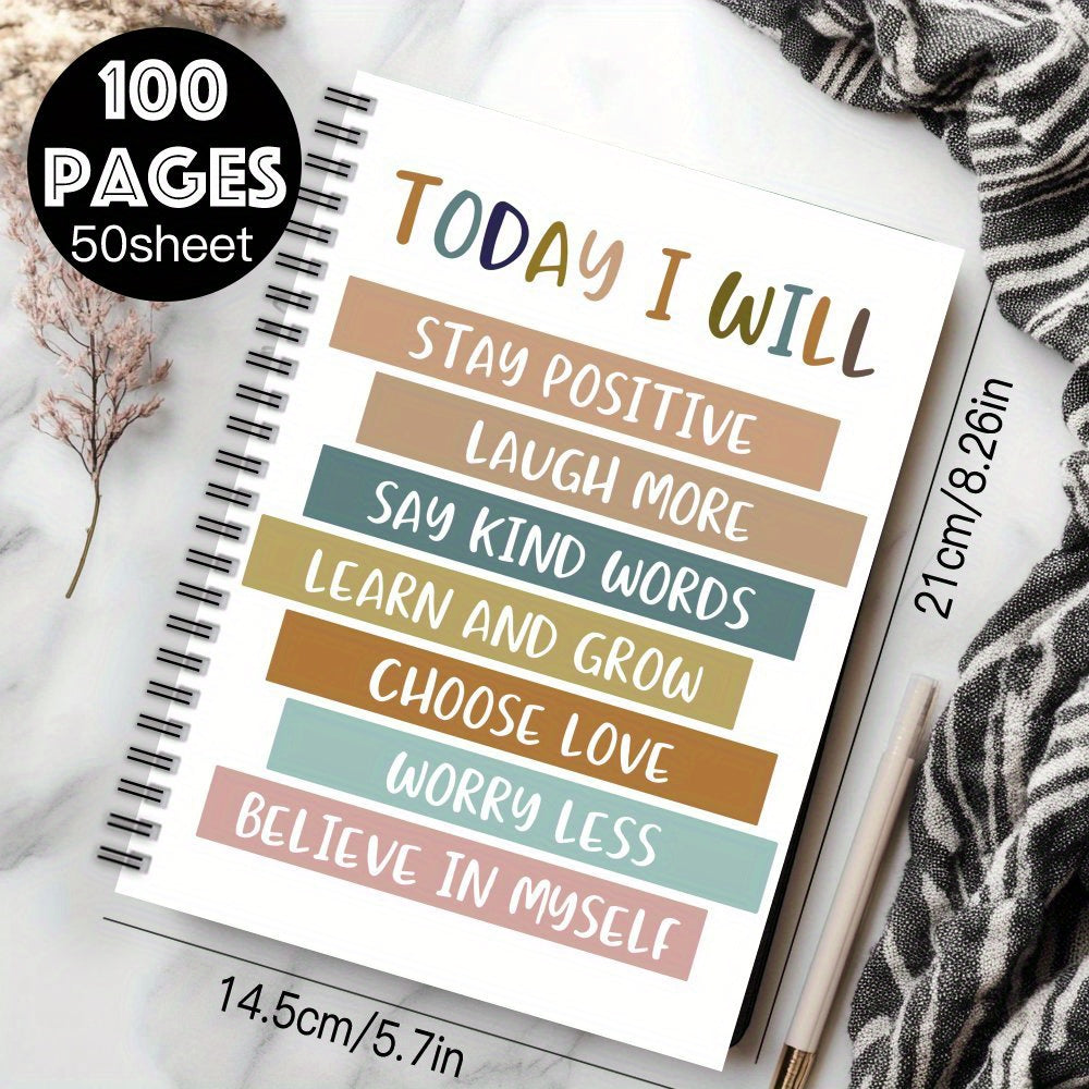 Inspirational Spiral Coil Notebook 100 Pages Motivational Quotes Gift