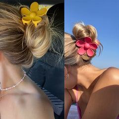 6Pcs Large Frosted Hair Claw Flower Clips for Women