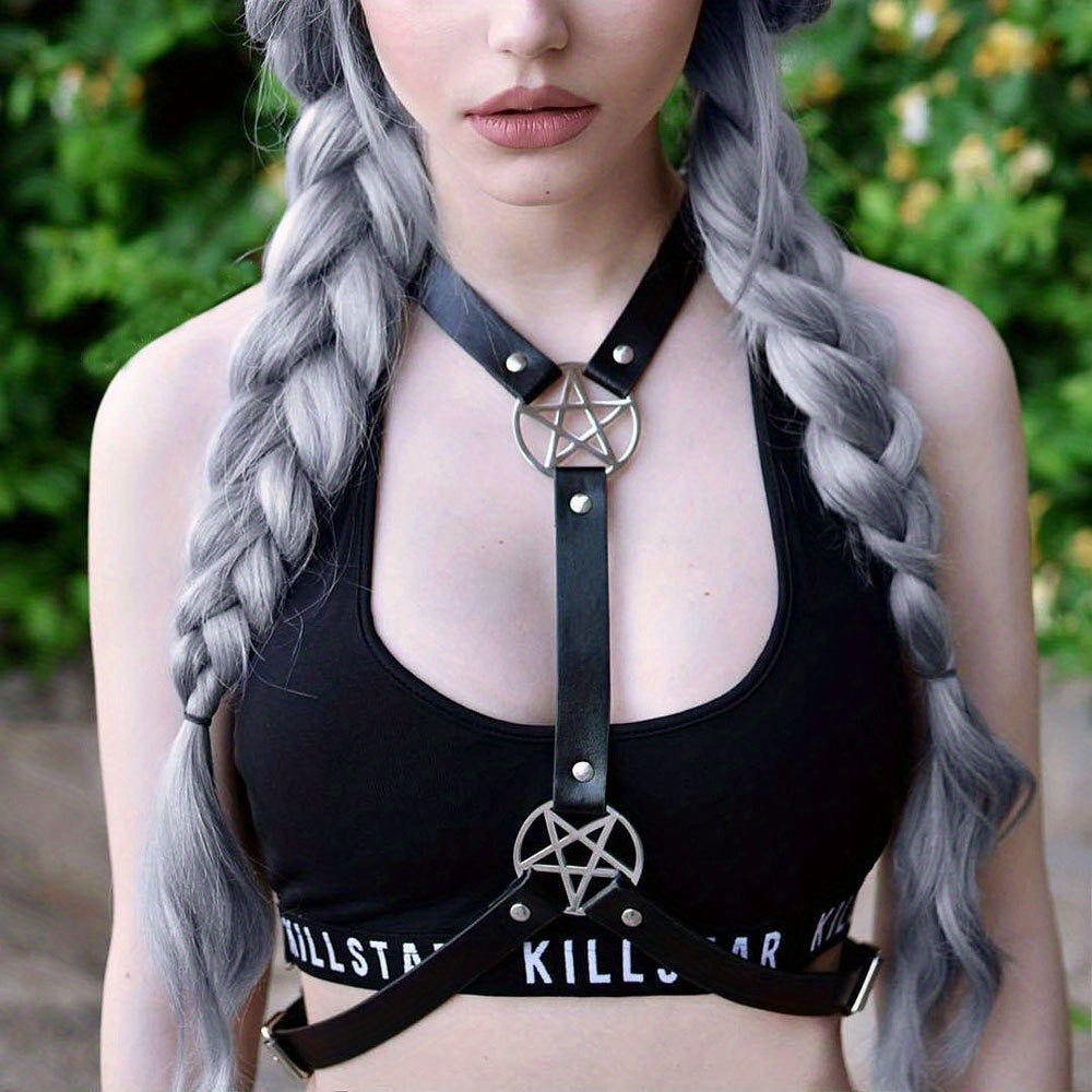 Punk Neck & Waist Belt Pentagram Chest Harness