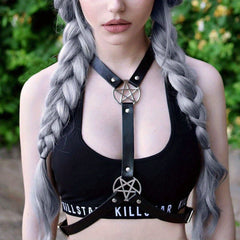 Punk Neck & Waist Belt Pentagram Chest Harness