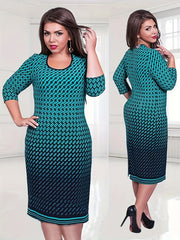 Geometric Print Half Sleeve Slim Fit Dress