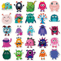 50pcs Little Monster Vinyl Stickers - Fun Cartoonish Designs