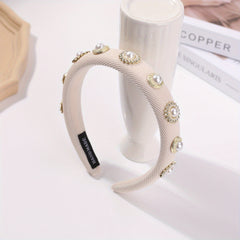 Faux Pearl Headband Padded Headdress Hair Band Women Girls