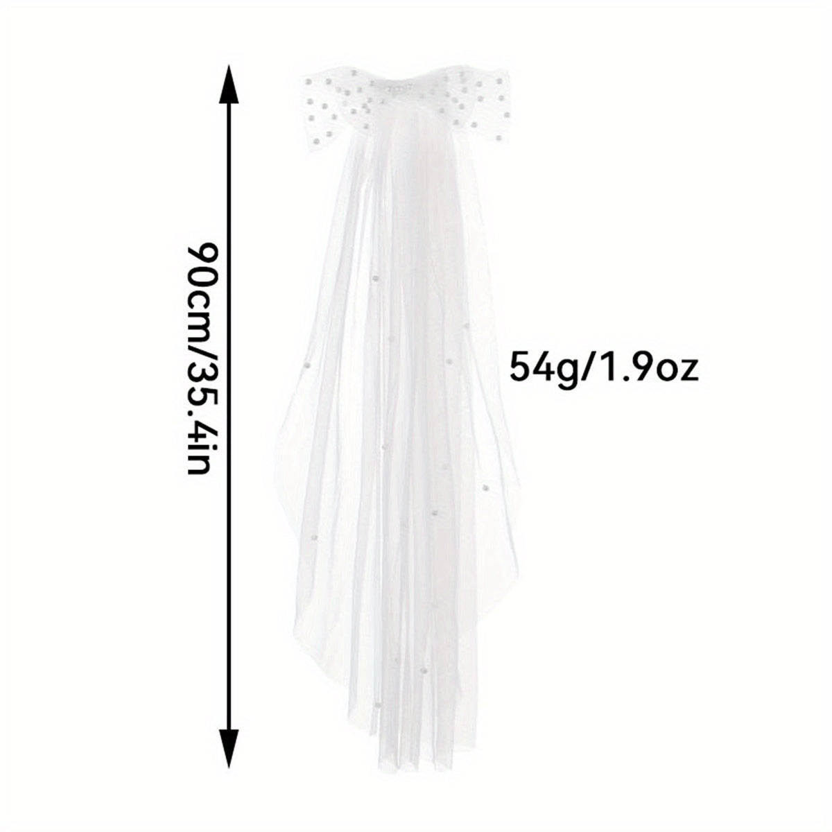 Women's Sheer Long Wedding Veil with Bow & Comb Full Train Bridal Veil
