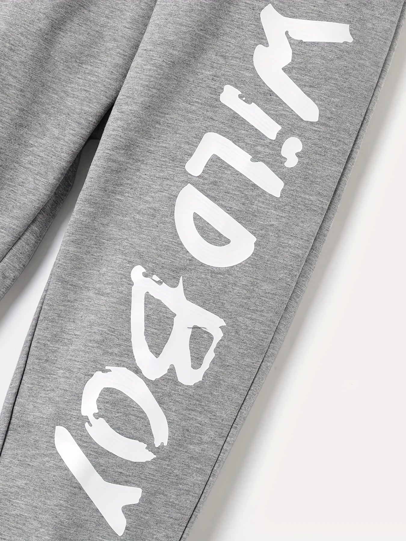 Boys Wild Boy Letter Print Sweatpants Set for Spring and Fall