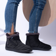 Fur Lined Thermal Winter Boots Side Zipper Warm Snow Boots