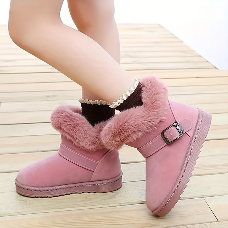 Girls' Slip On Snow Boots Soft & Warm Fleece Indoor Outdoor Walking