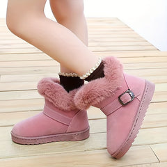 Girls' Slip On Snow Boots Soft & Warm Fleece Indoor Outdoor Walking