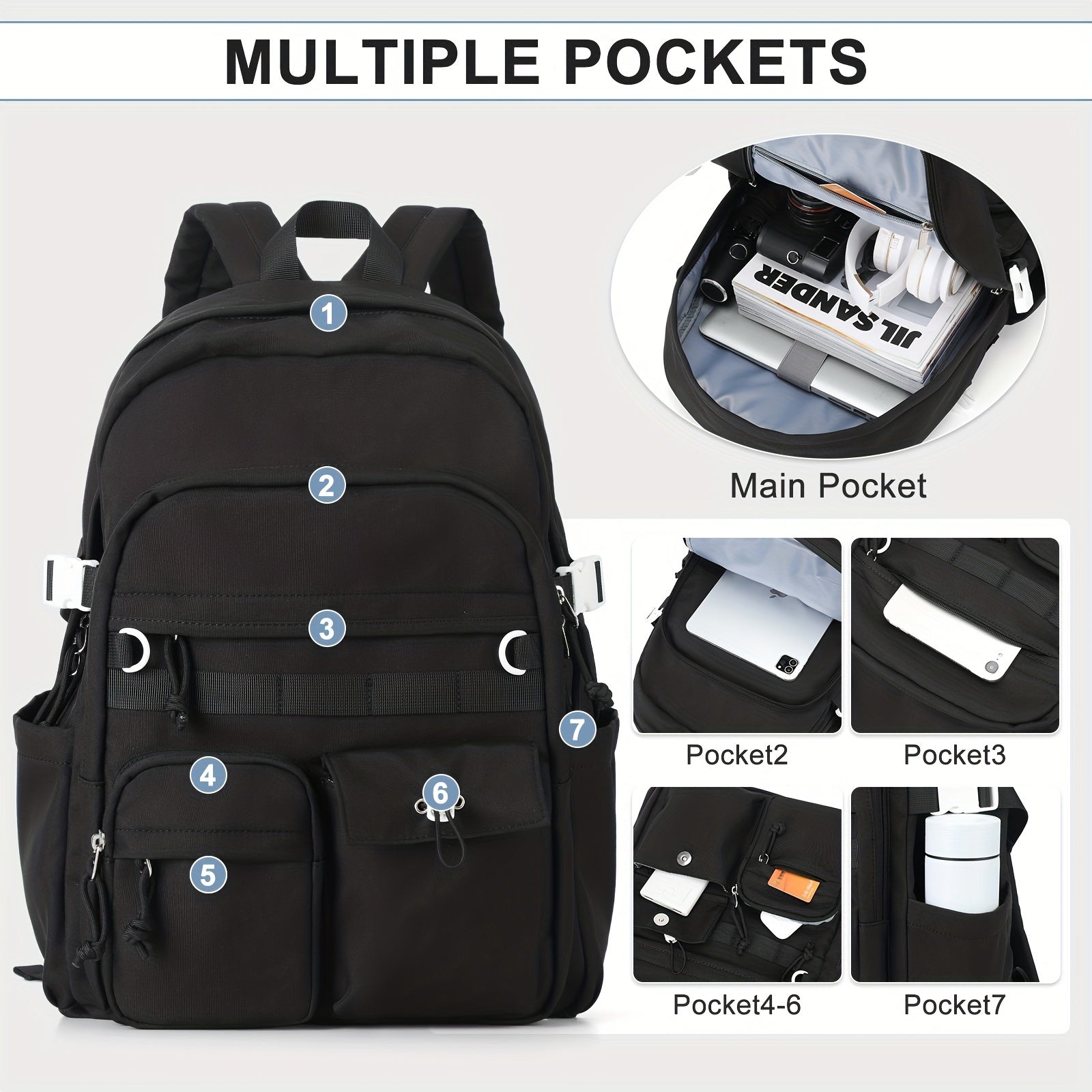 Lightweight College Laptop Backpack For Men Women Large Capacity Travel Bag