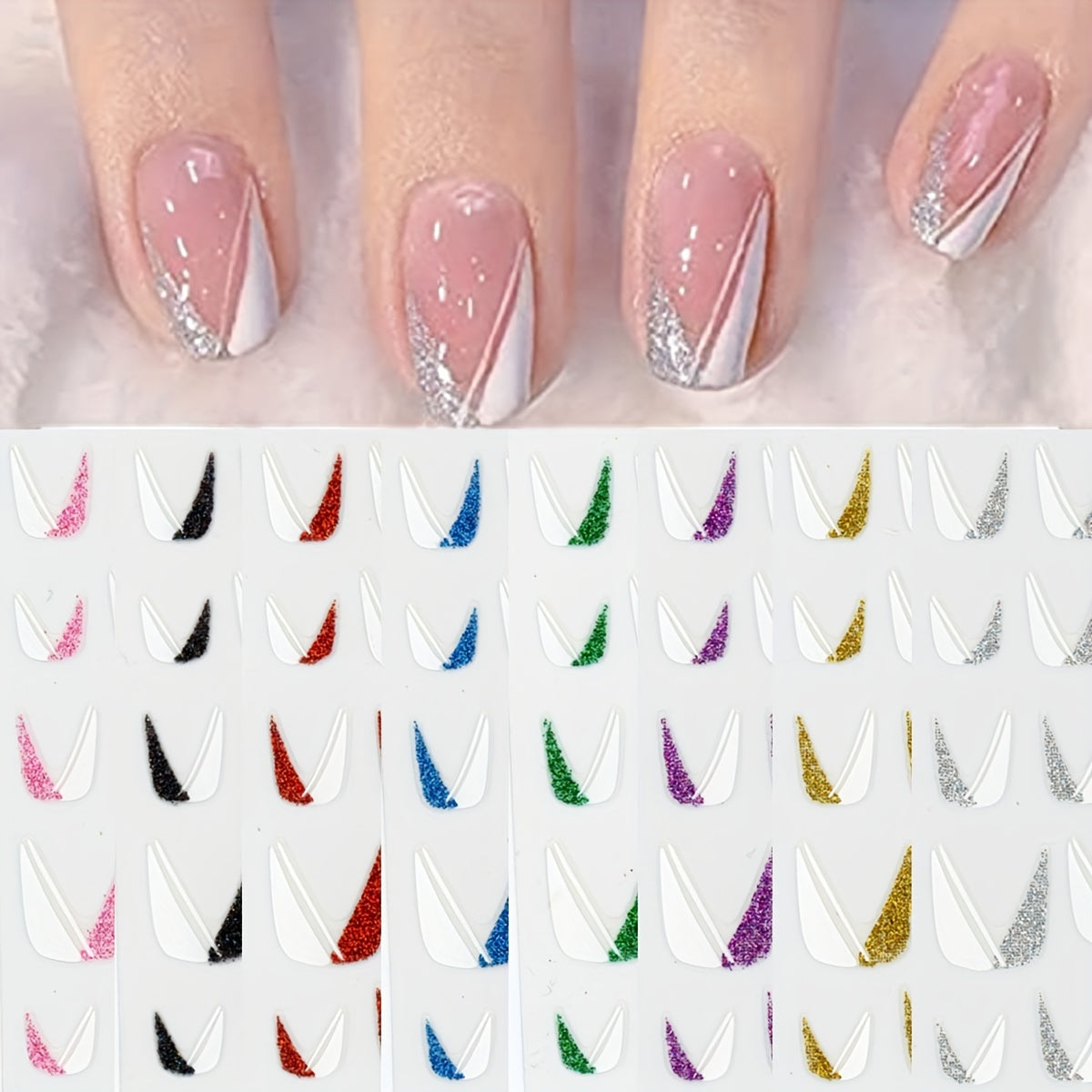 1pc French Nail Art Sticker 3D Self Adhesive Decals U Shape Nail Guides