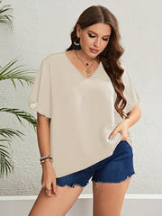  V Neck Flutter Sleeve Top
