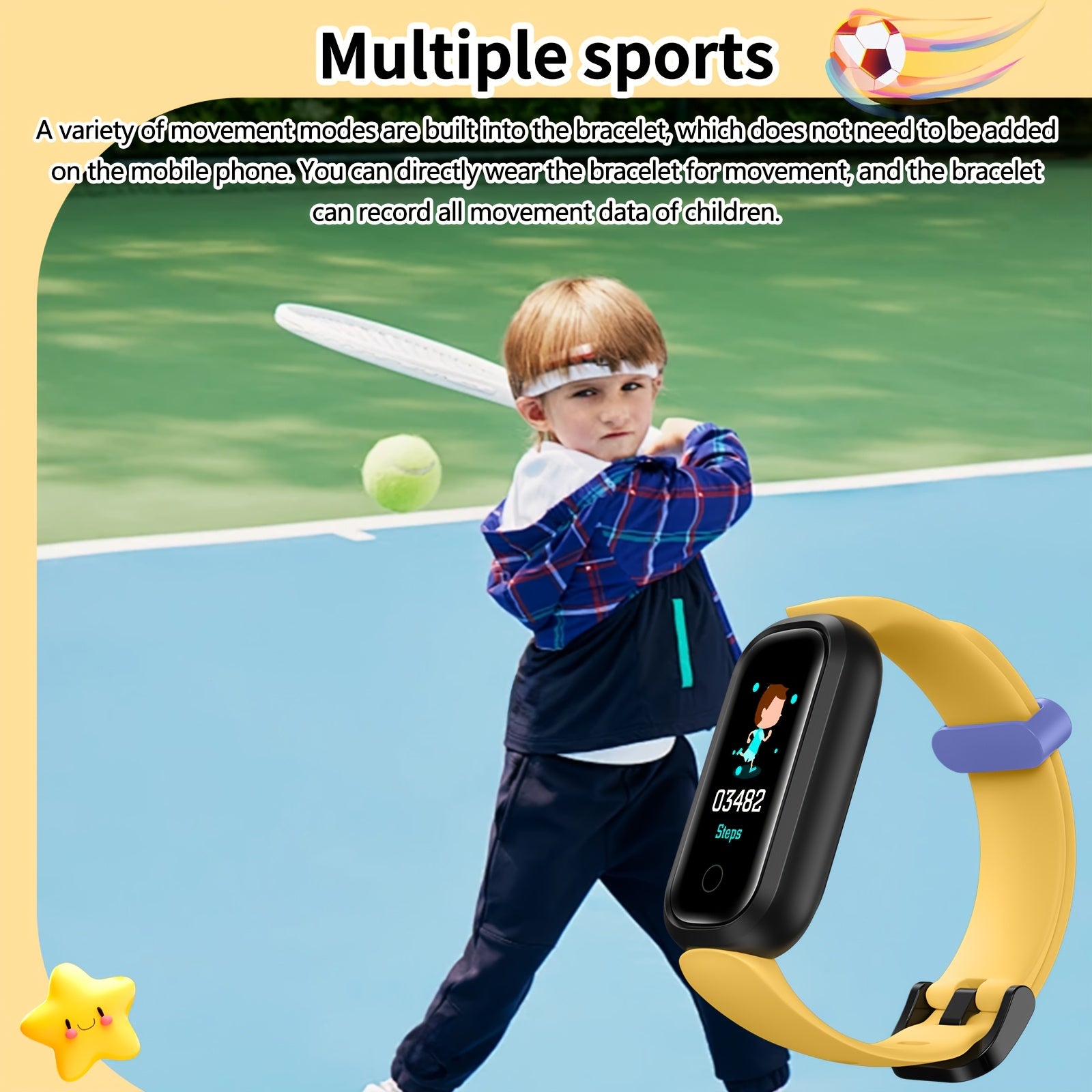Kids Activity Tracker Smart Wristband Step Counter Alarm Clock & Stopwatch