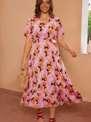  Casual Dress Women's Plus Floral Print Maxi Smock Dress