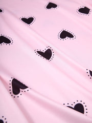Heart Print Pajamas Set Short Sleeve Tee Top & Pants PJ Set