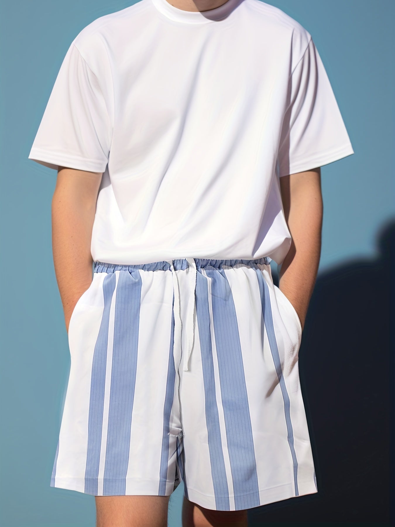 Men's Striped Drawstring Shorts for Summer Beach