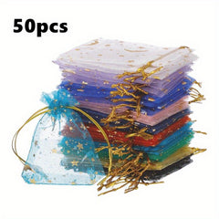 100pcs Moon Star Organza Gift Bags for Wedding Party