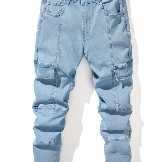 Baggy Pocket Cotton Jeans Men s Casual Loose Fit Stretch Denim Pants