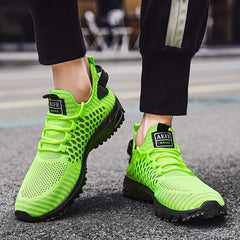 Men's Geometric Print Lace up Sneakers Breathable Mesh Outdoor Sports Shoes