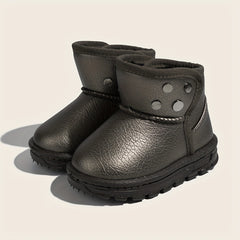 Girls' Warm Slip On Snow Boots - Cozy Fleece Lined Outdoor Winter Shoes