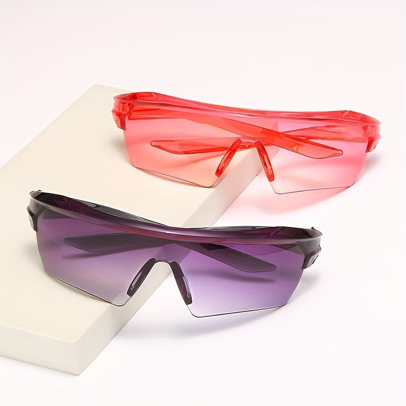 Cyber Y2k Shield Sunglasses Women Rimless Oversized Shades Gradient Lens
