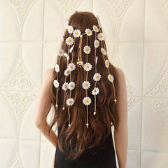 Boho Floral Headpiece For Women Girls Flower Crown Hair Rope Chain