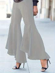  Gothic Pants Women's Plus Solid Flared Leg Trousers