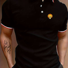 Men's Lion Graphic Shirt Casual Stretch Breathable Button Up Short Sleeve Shirt