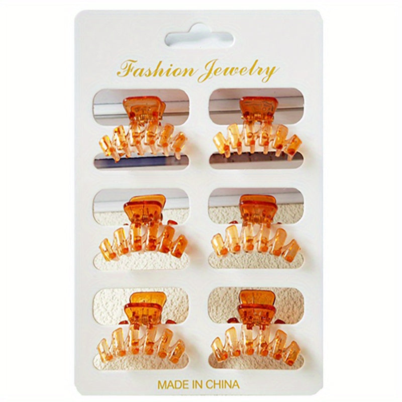 6pcs Solid Style Hair Claw Ponytail Holder Back Head Hair Clip